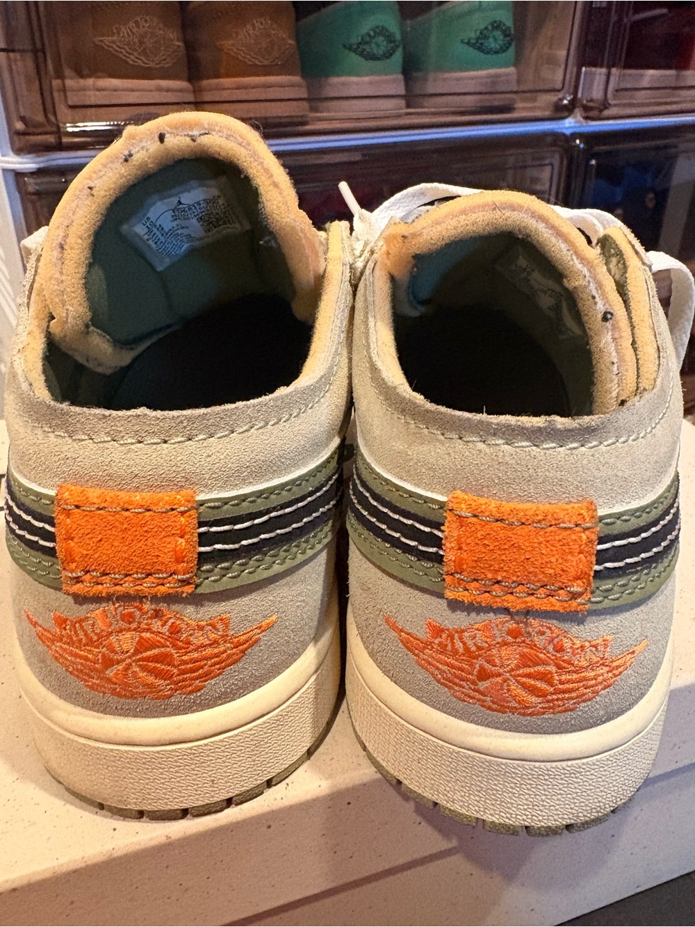Men’s Jordan 1s Low Sage Green, Orange, Black - Picture 6 of 8